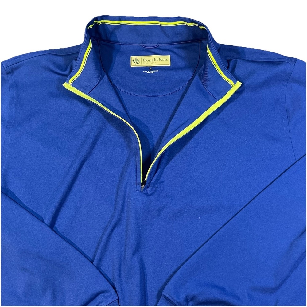 Donald Ross Quarter Zip Mens XLarge Pullover Sweater Blue Golf Stretch XL EUC